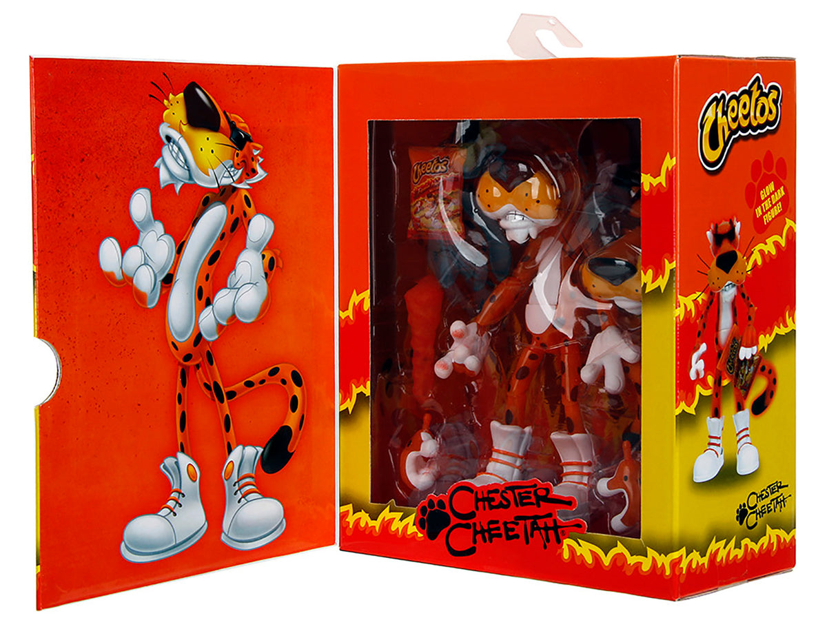 Chester Cheetah 5.5' Glow-in-the-Dark Figure with Accessories and Alternate Head and Hands 'Flamin' Hot Cheetos Crunchy' Model by Jada