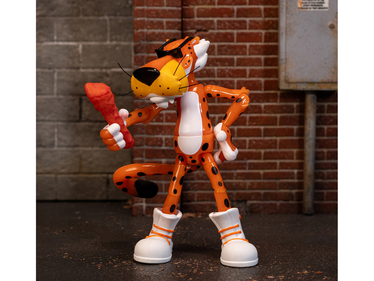 Chester Cheetah 5.5' Glow-in-the-Dark Figure with Accessories and Alternate Head and Hands 'Flamin' Hot Cheetos Crunchy' Model by Jada