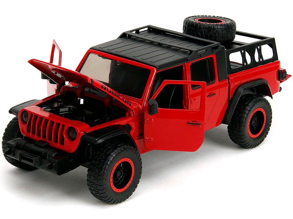 2020 Jeep Gladiator Rubicon Pickup Truck Red with Black Top and Extra Wheels 'Just Trucks' Series 1/24 Diecast Model Car by Jada