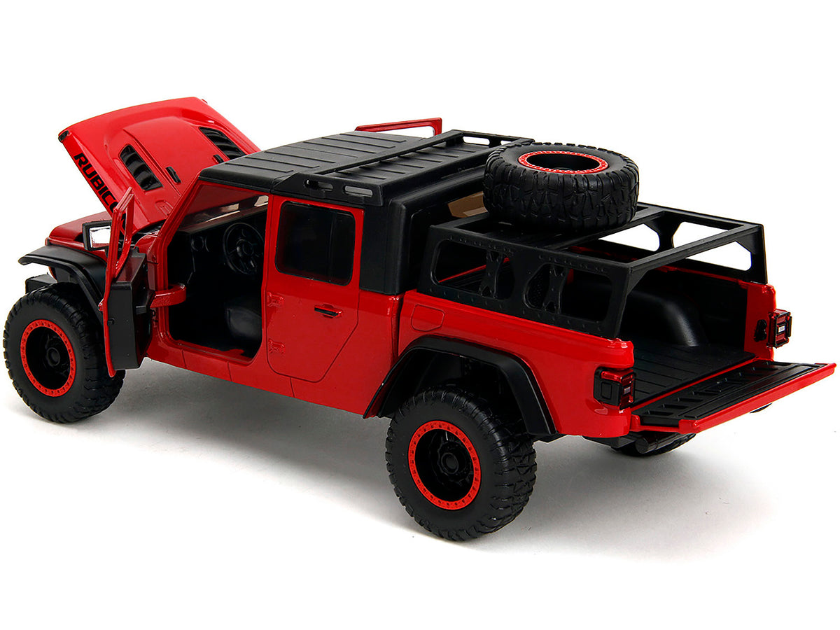 2020 Jeep Gladiator Rubicon Pickup Truck Red with Black Top and Extra Wheels 'Just Trucks' Series 1/24 Diecast Model Car by Jada