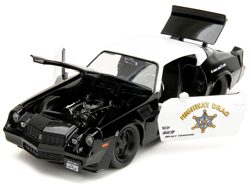 1979 Chevrolet Camaro Z28 Police Black and White 'Highway Drag' 'Bigtime Muscle' Series 1/24 Diecast Model Car by Jada