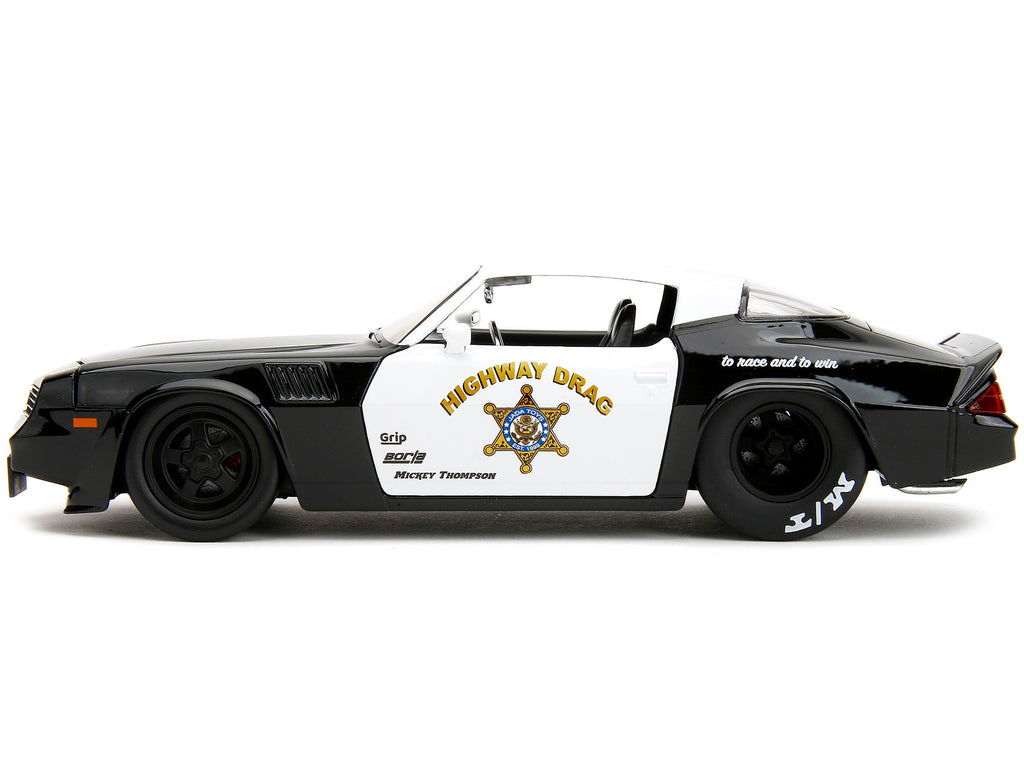 1979 Chevrolet Camaro Z28 Police Black and White 'Highway Drag' 'Bigtime Muscle' Series 1/24 Diecast Model Car by Jada