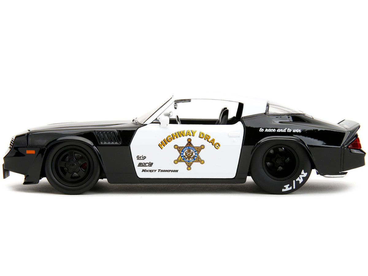 1979 Chevrolet Camaro Z28 Police Black and White 'Highway Drag' 'Bigtime Muscle' Series 1/24 Diecast Model Car by Jada