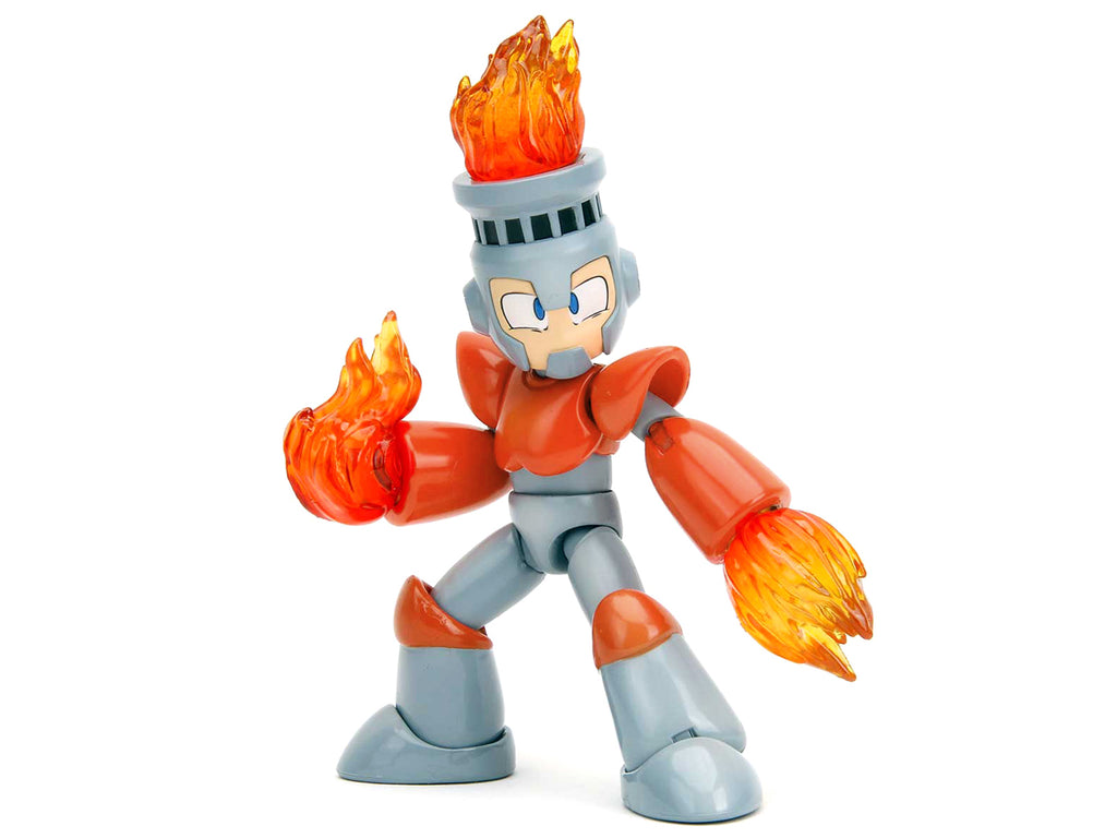 Fire Man 5.5' Moveable Figure with Accessories and Alternate Head and Hands 'Mega Man' (1987) Video Game model by Jada