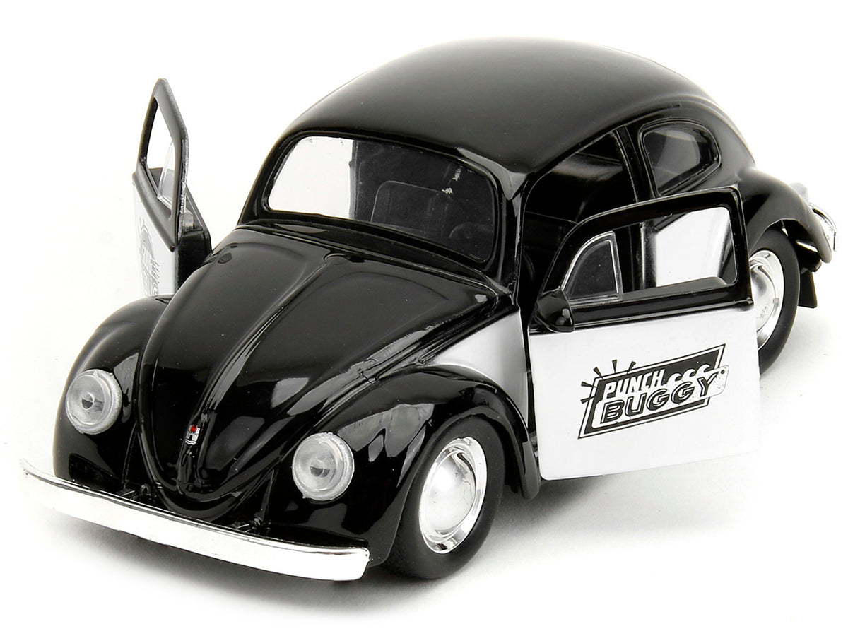 1959 Volkswagen Beetle 'Punch Buggy' Black and White and Boxing Gloves Accessory 'Punch Buggy' Series 1/32 Diecast Model Car by Jada