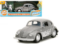1959 Volkswagen Beetle Gray Metallic with Silver Flames and Boxing Gloves Accessory 'Punch Buggy' Series 1/32 Diecast Model Car by Jada