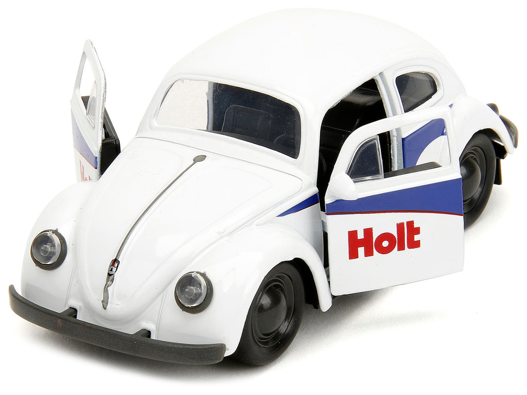 1959 Volkswagen Beetle 'Holt' White with Blue Graphics and Boxing Gloves Accessory 'Punch Buggy' Series 1/32 Diecast Model Car by Jada