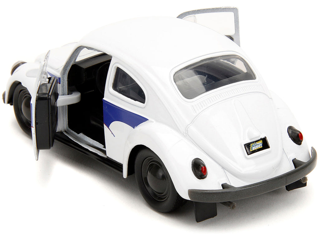 1959 Volkswagen Beetle 'Holt' White with Blue Graphics and Boxing Gloves Accessory 'Punch Buggy' Series 1/32 Diecast Model Car by Jada