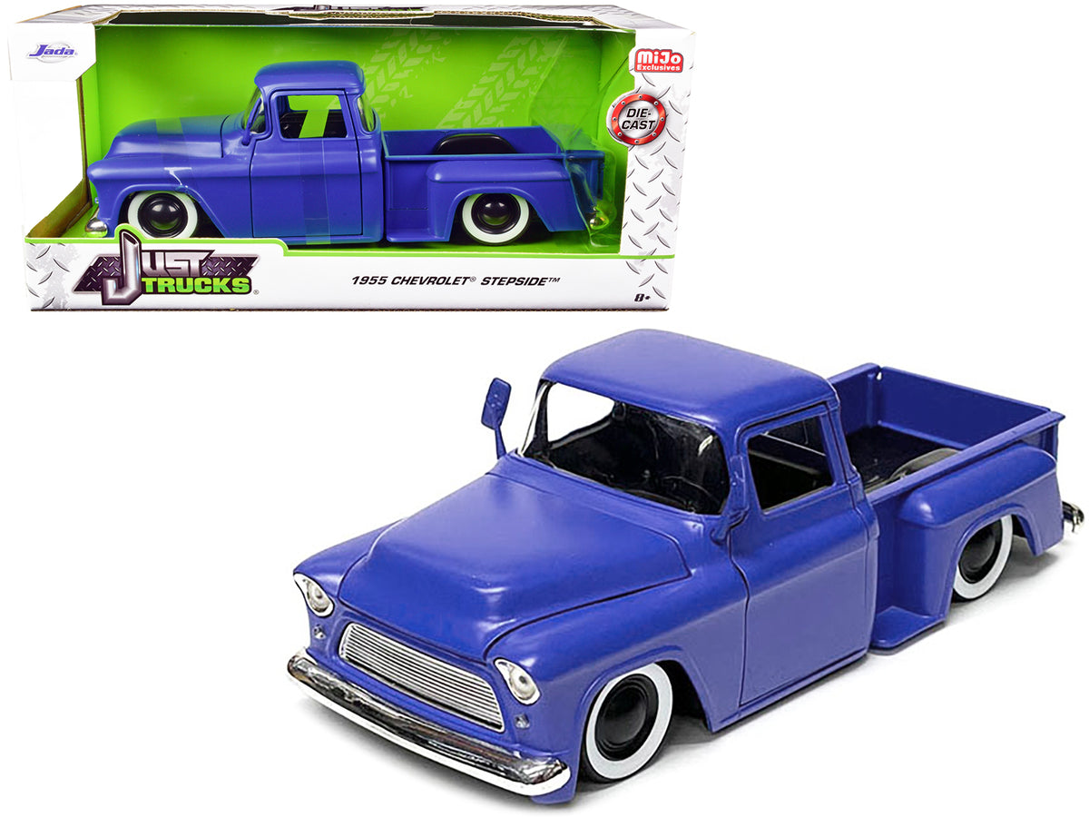 1955 Chevrolet Stepside Pickup Truck Matt Blue 'Just Trucks' Series 1/24 Diecast Model Car by Jada