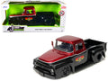 1956 Ford F-100 Pickup Truck 'Mickey Thompson Performance Tires & Wheels' Black and Red Metallic 'Just Trucks' Series 1/24 Diecast Model Car by Jada