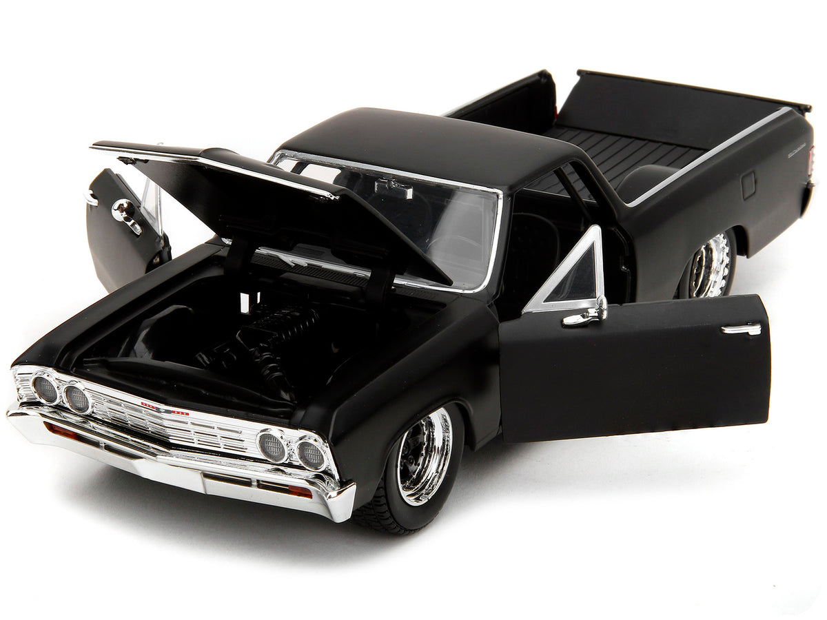 1967 Chevrolet El Camino Matt Black 'Fast & Furious' Series 1/24 Diecast Model Car by Jada
