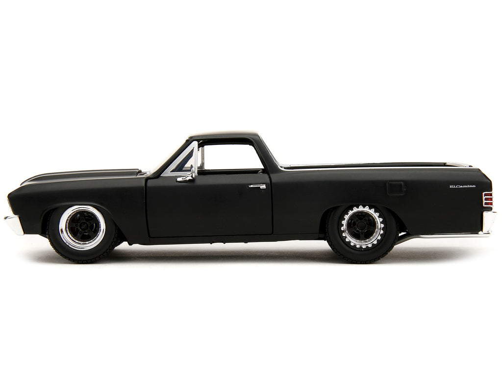 1967 Chevrolet El Camino Matt Black 'Fast & Furious' Series 1/24 Diecast Model Car by Jada