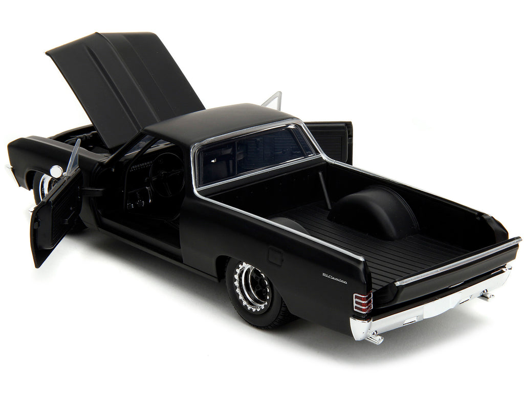 1967 Chevrolet El Camino Matt Black 'Fast & Furious' Series 1/24 Diecast Model Car by Jada