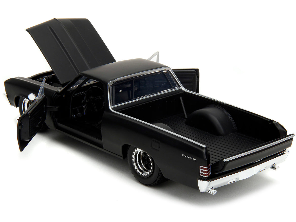 1967 Chevrolet El Camino Matt Black 'Fast & Furious' Series 1/24 Diecast Model Car by Jada