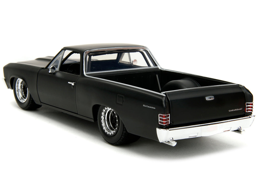 1967 Chevrolet El Camino Matt Black 'Fast & Furious' Series 1/24 Diecast Model Car by Jada