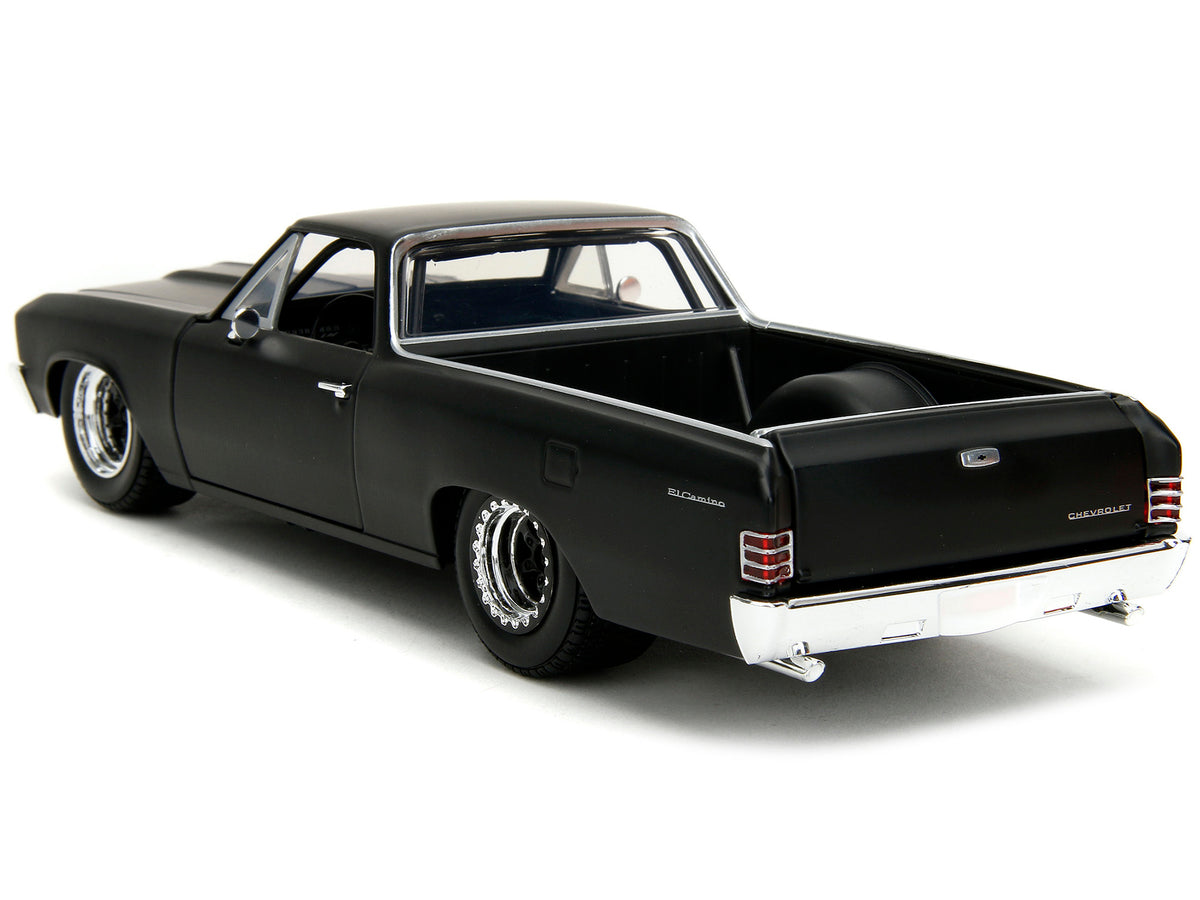 1967 Chevrolet El Camino Matt Black 'Fast & Furious' Series 1/24 Diecast Model Car by Jada