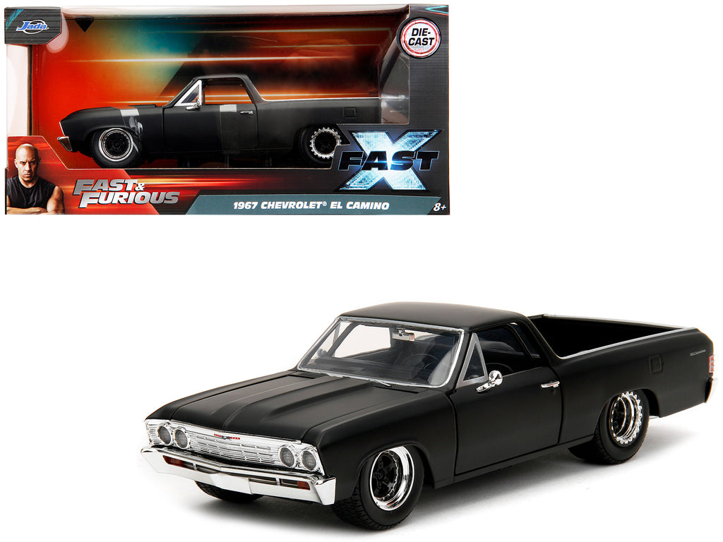 1967 Chevrolet El Camino Matt Black 'Fast & Furious' Series 1/24 Diecast Model Car by Jada