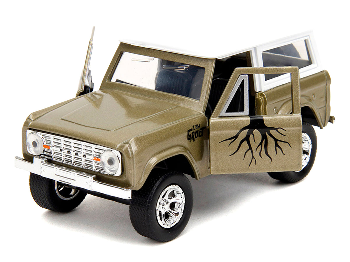 1973 Ford Bronco 'Groot' Gold Metallic with White Top 'Guardians of the Galaxy' 'Hollywood Rides' Series 1/32 Diecast Car Model by Jada
