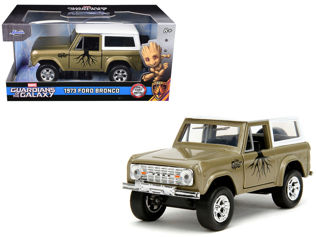 1973 Ford Bronco 'Groot' Gold Metallic with White Top 'Guardians of the Galaxy' 'Hollywood Rides' Series 1/32 Diecast Car Model by Jada