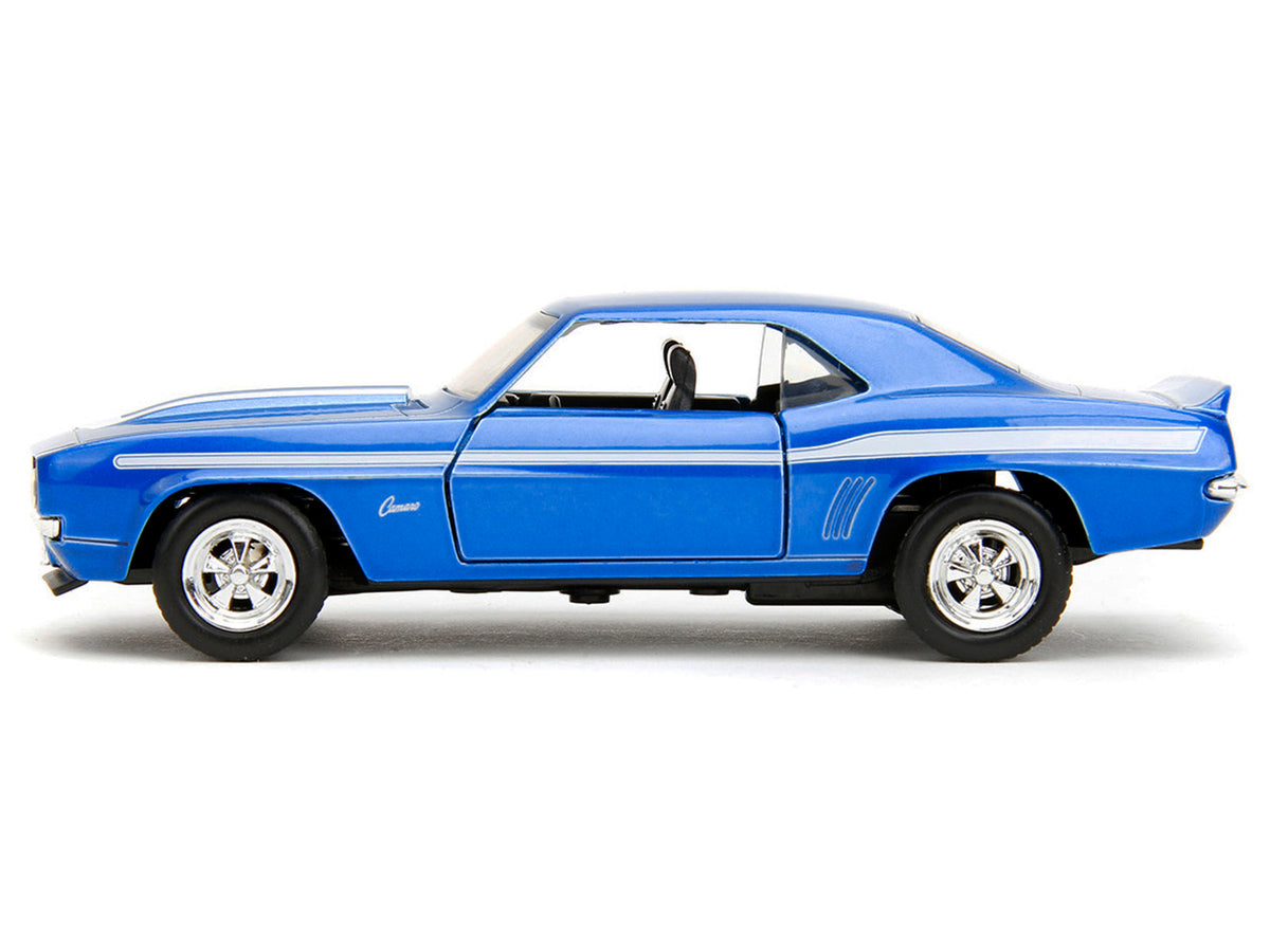 1969 Chevrolet Camaro Blue Metallic with White Stripes '2 Fast 2 Furious' (2003) Movie 'Fast & Furious' Series 1/32 Diecast Model Car by Jada