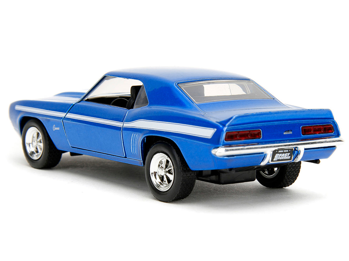 1969 Chevrolet Camaro Blue Metallic with White Stripes '2 Fast 2 Furious' (2003) Movie 'Fast & Furious' Series 1/32 Diecast Model Car by Jada