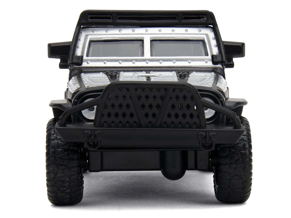 Tej's Jeep Wrangler Custom Silver Metallic with Black Top and Roof Rack 'Furious 7' (2015) Movie '25 Years of Fast & Furious' Series 1/32 Diecast Model Car by Jada