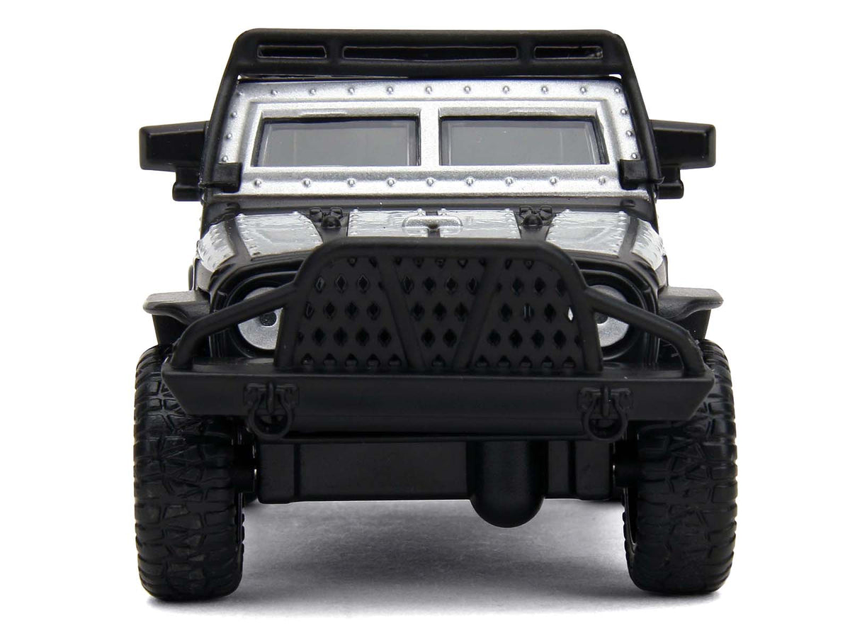 Tej's Jeep Wrangler Custom Silver Metallic with Black Top and Roof Rack 'Furious 7' (2015) Movie '25 Years of Fast & Furious' Series 1/32 Diecast Model Car by Jada