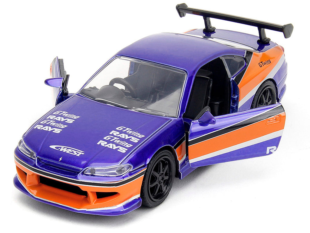2001 Nissan Silvia S15 RHD (Right Hand Drive) Blue Metallic with Graphics 'The Fast and the Furious: Tokyo Drift' (2006) Movie 'Fast & Furious' Series 1/32 Diecast Car Model by Jada