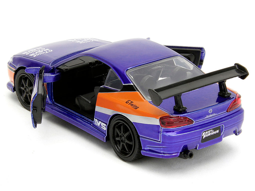 2001 Nissan Silvia S15 RHD (Right Hand Drive) Blue Metallic with Graphics 'The Fast and the Furious: Tokyo Drift' (2006) Movie 'Fast & Furious' Series 1/32 Diecast Car Model by Jada