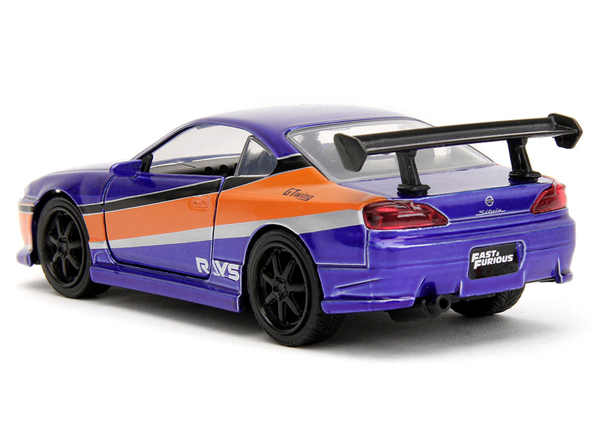 2001 Nissan Silvia S15 RHD (Right Hand Drive) Blue Metallic with Graphics 'The Fast and the Furious: Tokyo Drift' (2006) Movie 'Fast & Furious' Series 1/32 Diecast Car Model by Jada