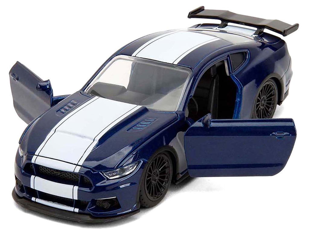2016 Ford Mustang GT Dark Blue Metallic with White Stripe 'F9' (2021) Movie '25 Years of Fast & Furious' Series 1/32 Diecast Model Car by Jada