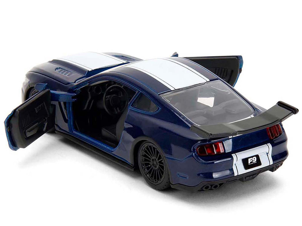 2016 Ford Mustang GT Dark Blue Metallic with White Stripe 'F9' (2021) Movie '25 Years of Fast & Furious' Series 1/32 Diecast Model Car by Jada