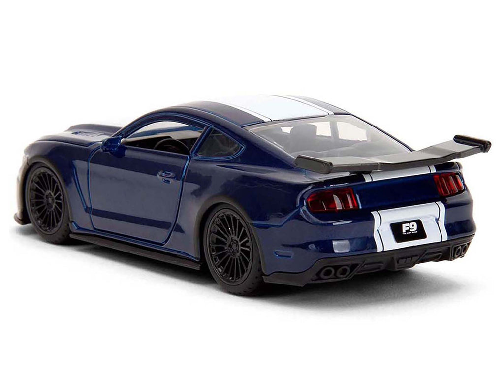 2016 Ford Mustang GT Dark Blue Metallic with White Stripe 'F9' (2021) Movie '25 Years of Fast & Furious' Series 1/32 Diecast Model Car by Jada