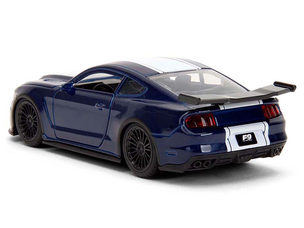 2016 Ford Mustang GT Dark Blue Metallic with White Stripe 'F9' (2021) Movie 'Fast & Furious' Series 1/32 Diecast Model Car by Jada