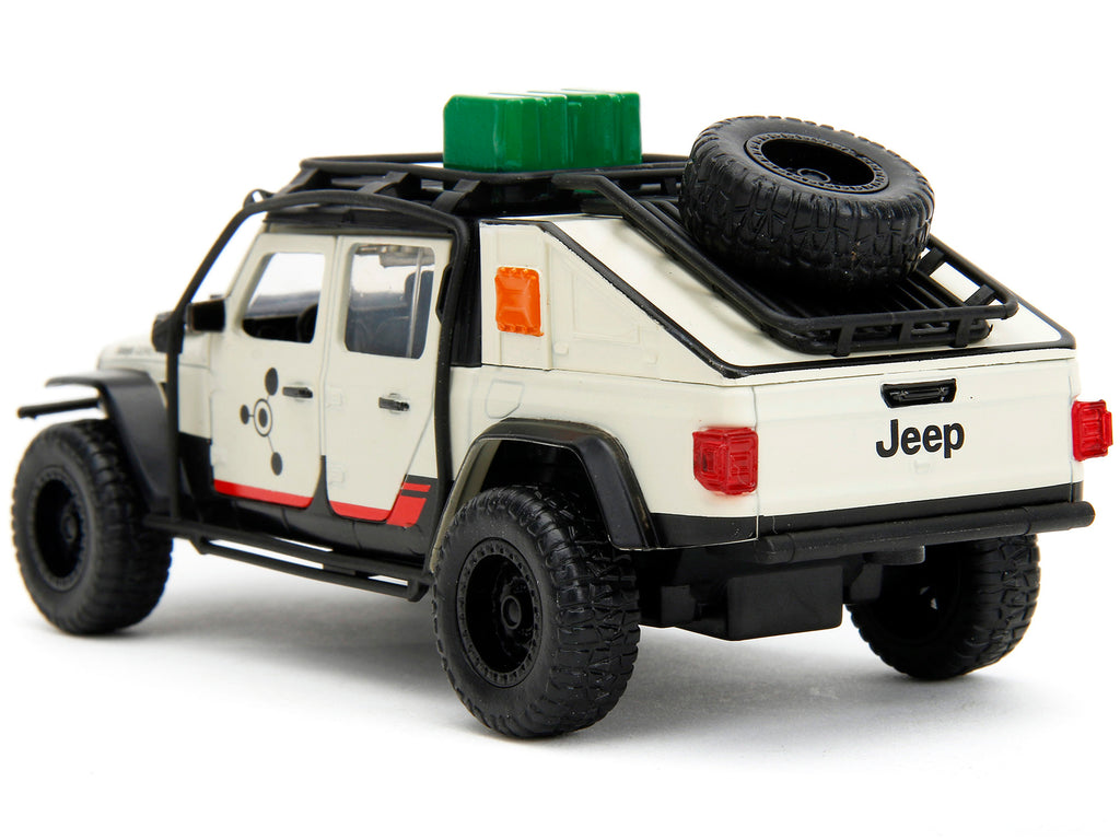 Jeep Gladiator Pickup Truck with Equipment Shell Beige with Graphics 'Biosyn Genetics' 'Jurassic World Dominion' (2022) Movie 'Hollywood Rides' Series 1/32 Diecast Model Car by Jada