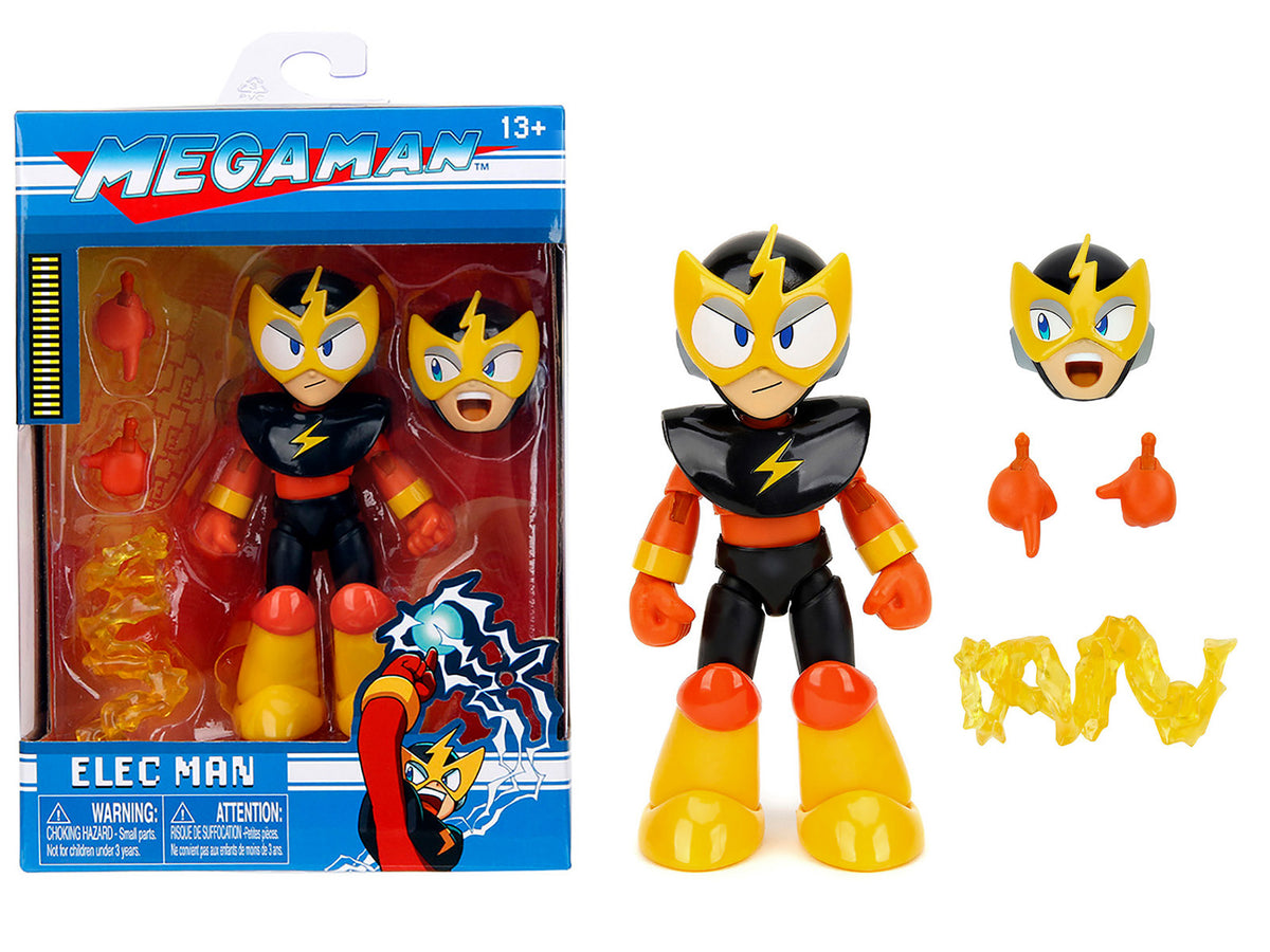 Elec Man 4.5' Moveable Figure with Accessories and Alternate Head and Hands 'Mega Man' (1987) Video Game Model by Jada
