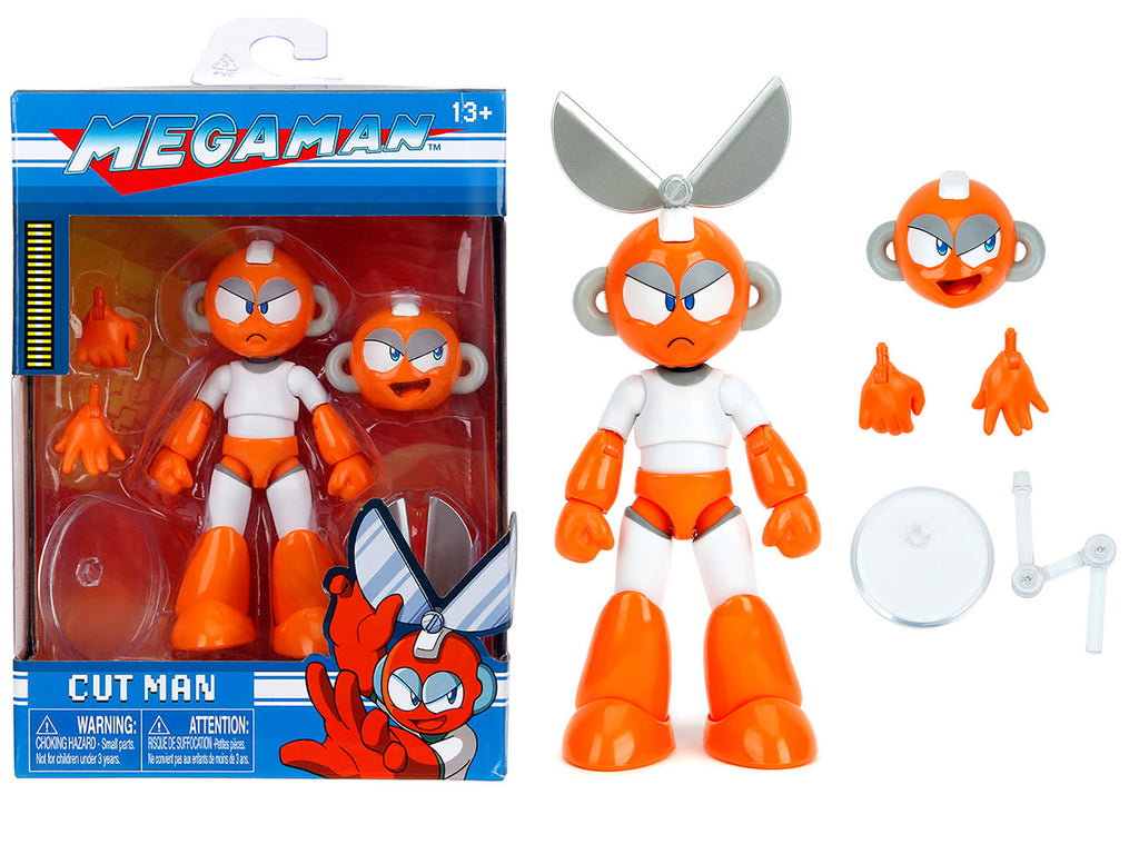 Cut Man 4.5' Moveable Figure with Accessories and Alternate Head and Hands 'Mega Man' (1987) Video Game Model by Jada