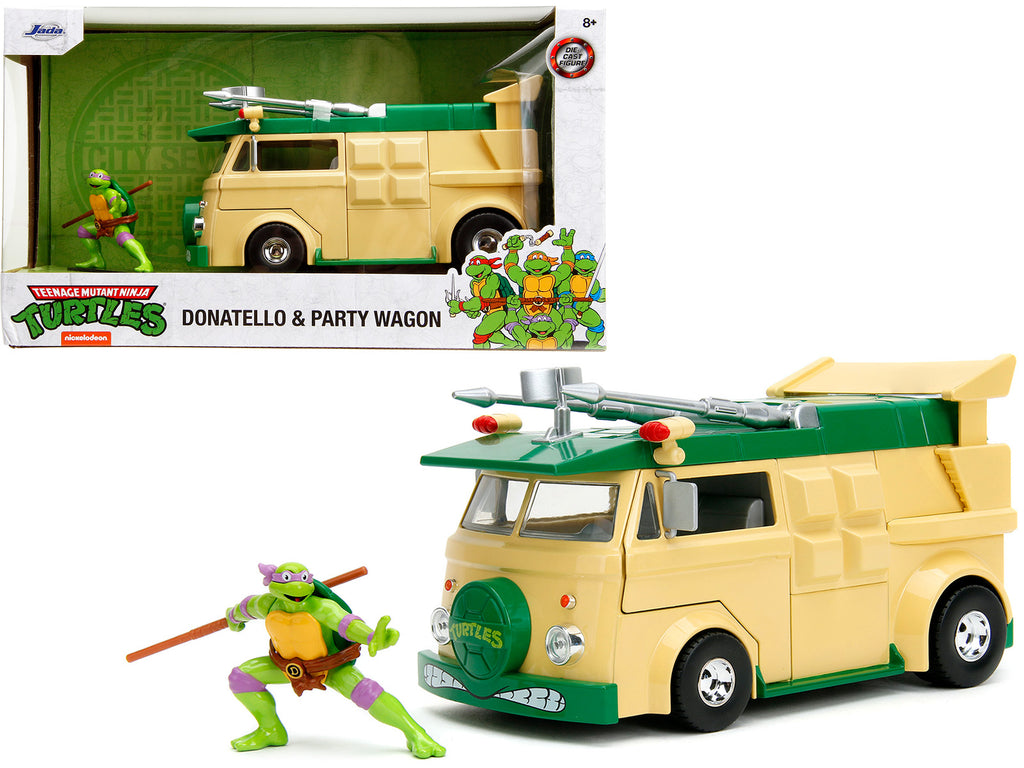 Party Wagon Green and Beige and Donatello Diecast Figure 'Teenage Mutant Ninja Turtles' 'Hollywood Rides' Series Diecast Model by Jada