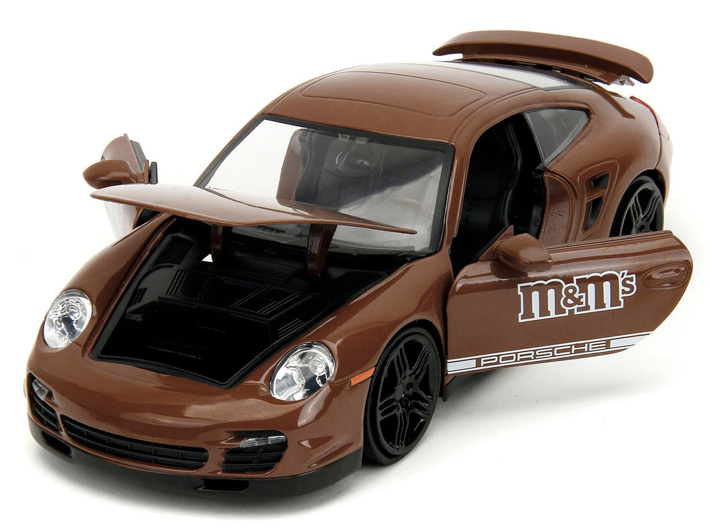 Porsche 911 Turbo Brown and Brown M&M Diecast Figure 'M&M's' 'Hollywood Rides' Series 1/24 Diecast Model Car by Jada