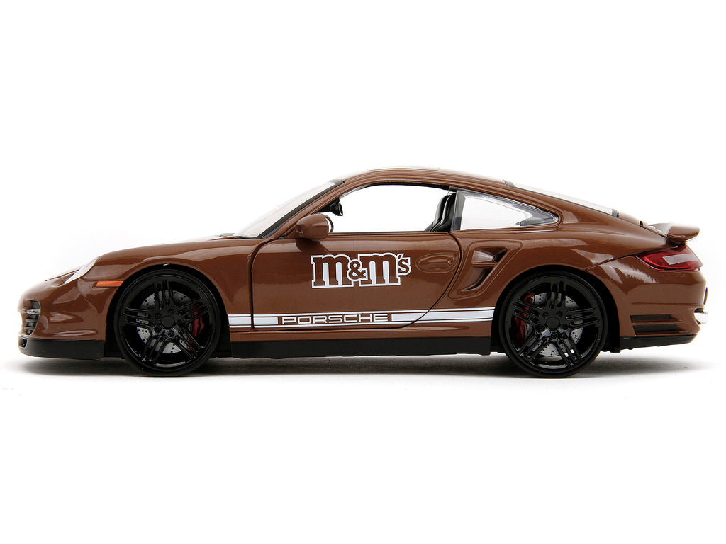 Porsche 911 Turbo Brown and Brown M&M Diecast Figure 'M&M's' 'Hollywood Rides' Series 1/24 Diecast Model Car by Jada