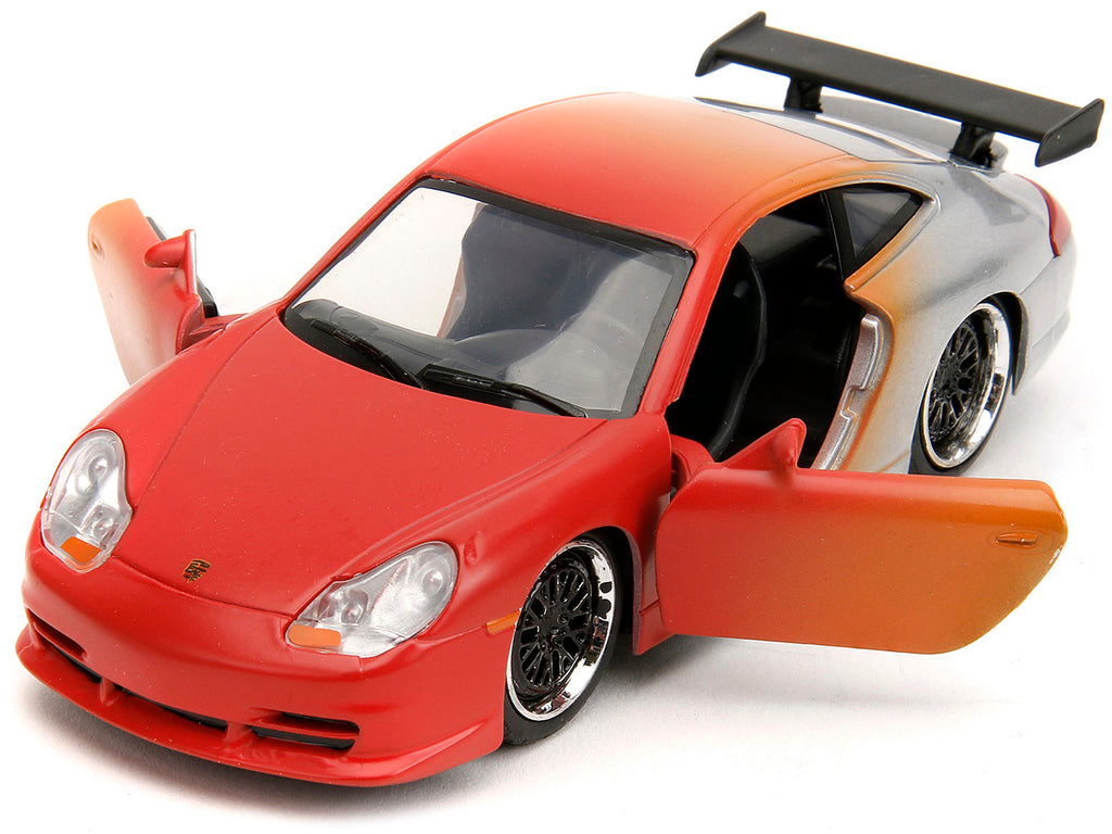 Porsche 911 GT3 RS Matt Orange and Silver Metallic 'Pink Slips' Series 1/32 Diecast Model Car by Jada