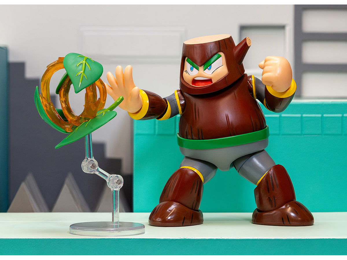 Wood Man 5' Moveable Figure (Deluxe Version) with Accessories and Alternate Head and Hands 'Mega Man' (1987) Video Game Model by Jada