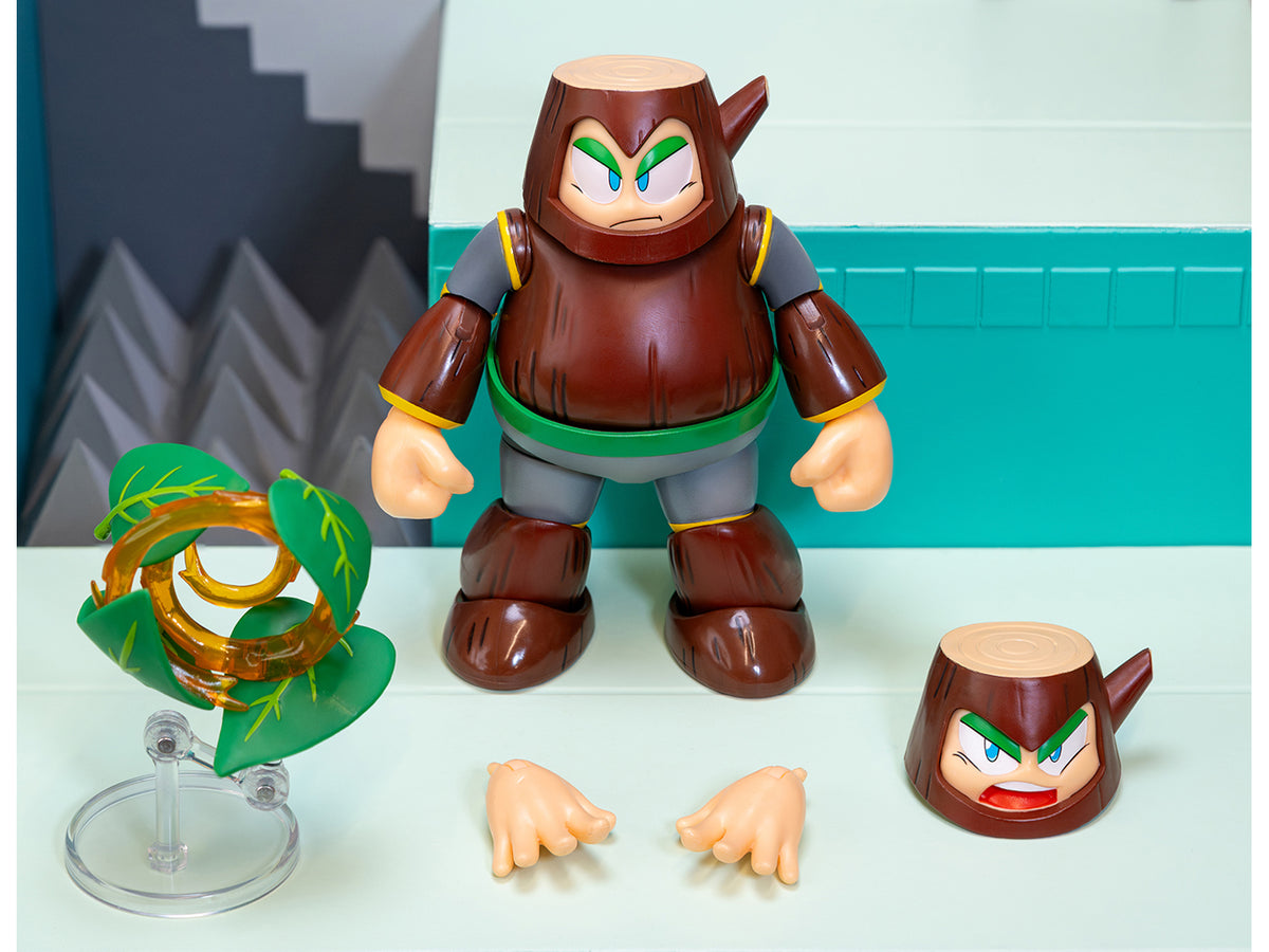 Wood Man 5' Moveable Figure (Deluxe Version) with Accessories and Alternate Head and Hands 'Mega Man' (1987) Video Game Model by Jada