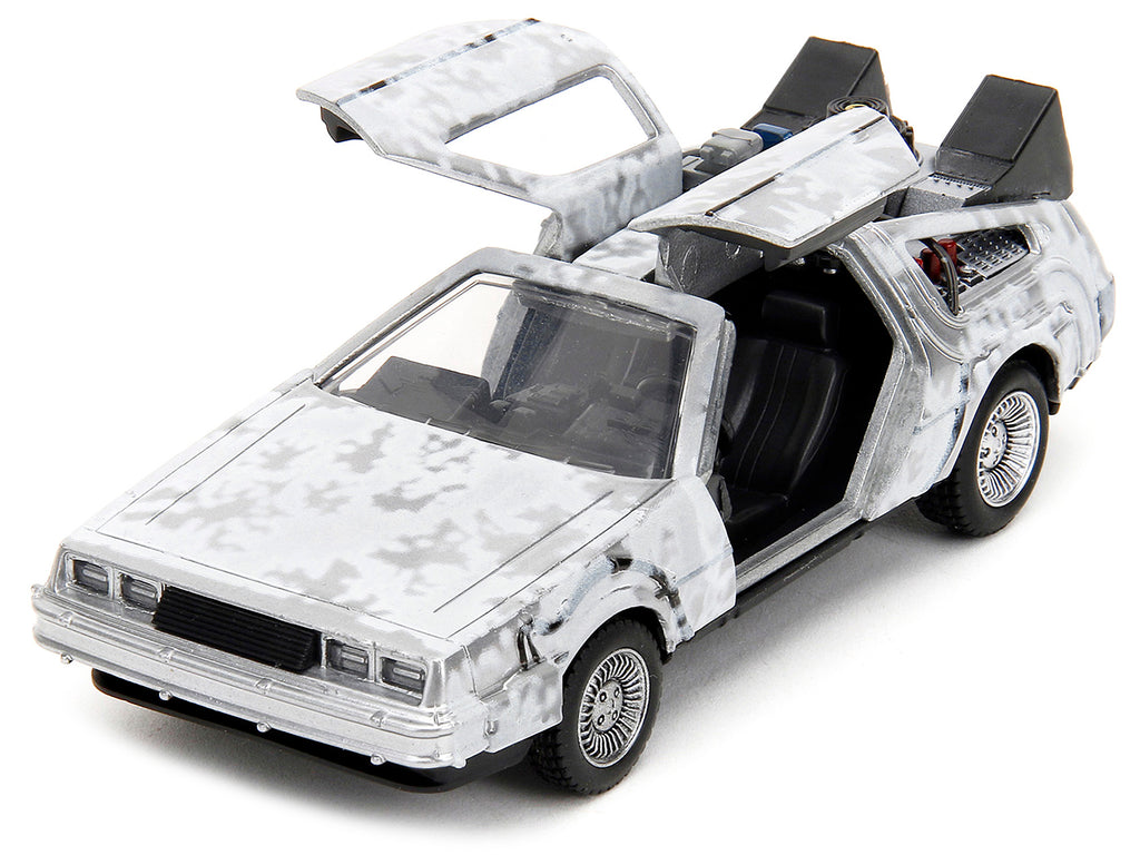 DMC DeLorean Time Machine Brushed Metal (Frost Version) 'Back to the Future' (1985) Movie 'Hollywood Rides' Series 1/32 Diecast Model Car by Jada