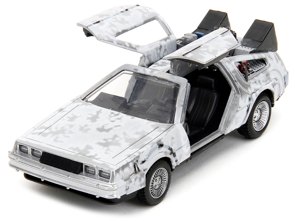 DMC DeLorean Time Machine Brushed Metal (Frost Version) 'Back to the Future' (1985) Movie 'Hollywood Rides' Series 1/32 Diecast Model Car by Jada