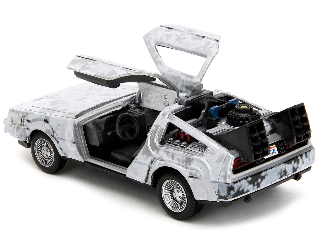 DMC DeLorean Time Machine Brushed Metal (Frost Version) 'Back to the Future' (1985) Movie 'Hollywood Rides' Series 1/32 Diecast Model Car by Jada