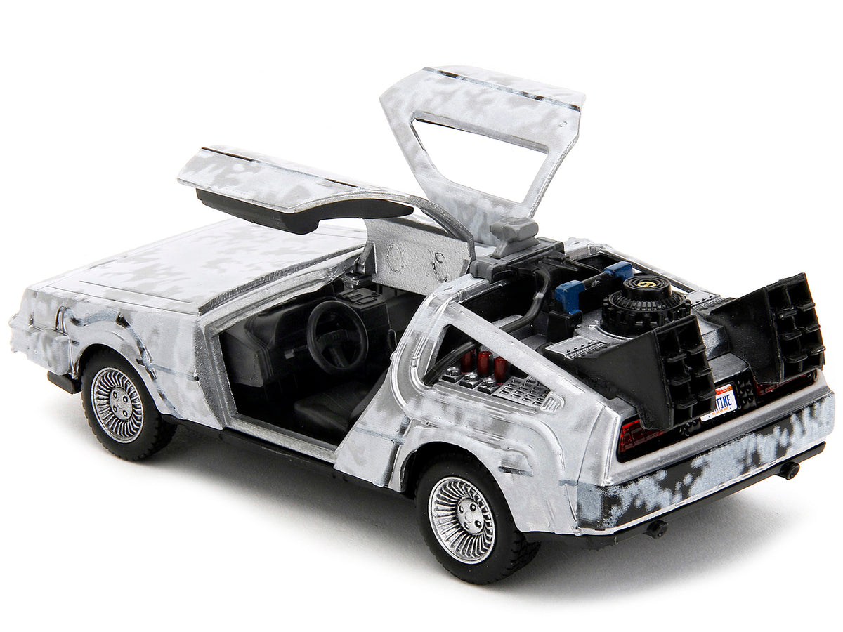 DMC DeLorean Time Machine Brushed Metal (Frost Version) 'Back to the Future' (1985) Movie 'Hollywood Rides' Series 1/32 Diecast Model Car by Jada