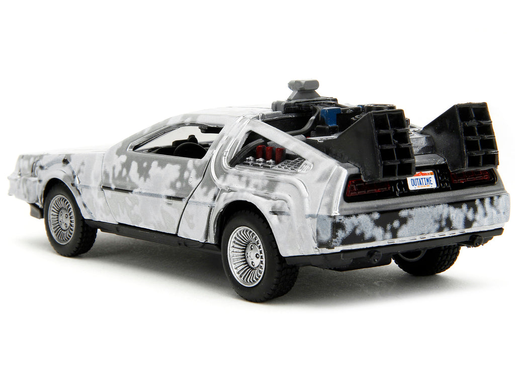 DMC DeLorean Time Machine Brushed Metal (Frost Version) 'Back to the Future' (1985) Movie 'Hollywood Rides' Series 1/32 Diecast Model Car by Jada