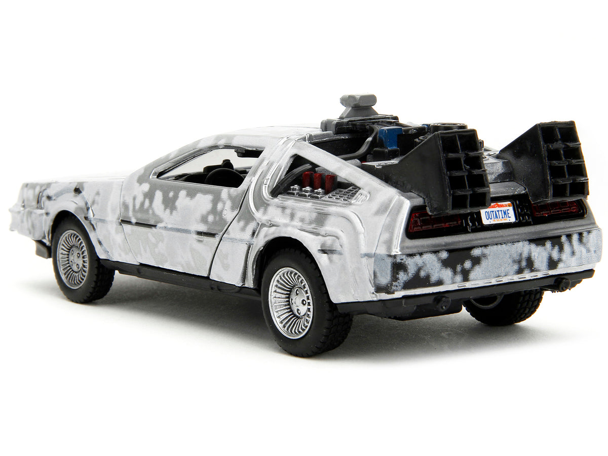 DMC DeLorean Time Machine Brushed Metal (Frost Version) 'Back to the Future' (1985) Movie 'Hollywood Rides' Series 1/32 Diecast Model Car by Jada