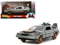 DeLorean DMC (Time Machine) Brushed Metal Train Wheel Version 'Back to the Future Part III' (1990) Movie 'Hollywood Rides' Series 1/32 Diecast Model Car by Jada